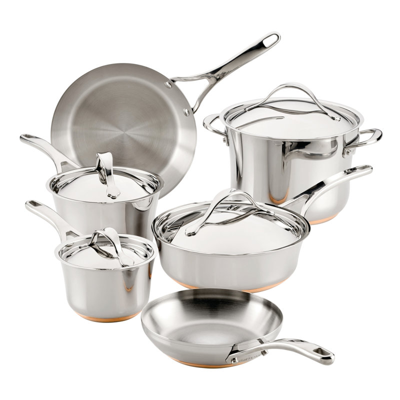 Anolon Nouvelle Copper Stainless Steel Cookware Set, 10-Piece