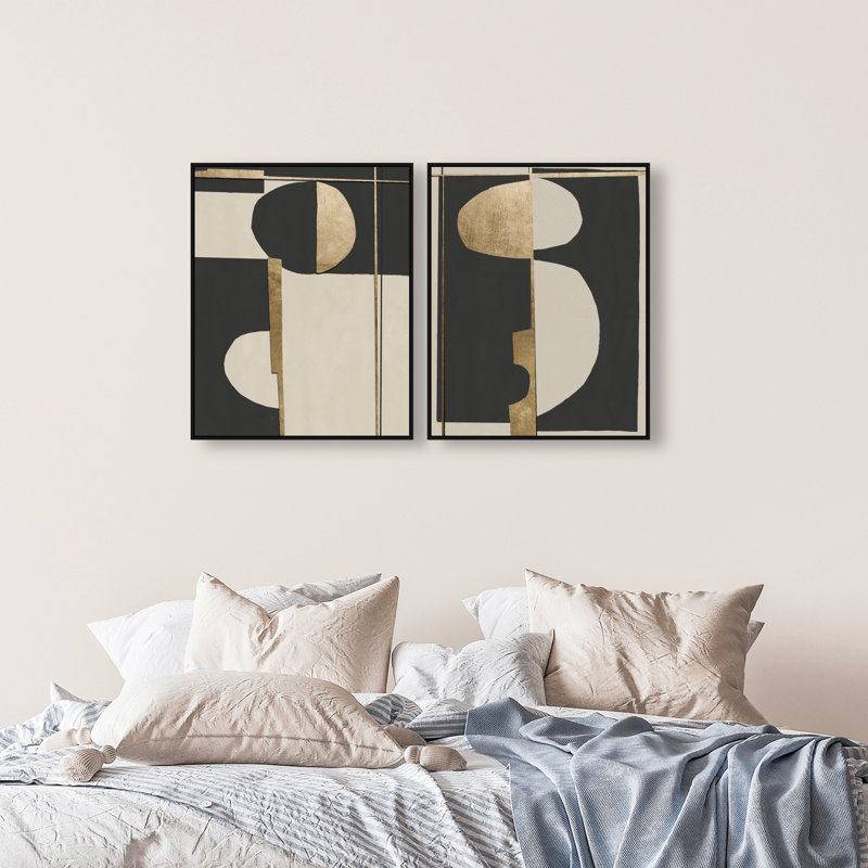 Balance Set Set by Oliver Gal, 25"H x 31"W, Black Floater Frame