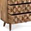 Commode 3 tiroirs en bois de manguier avec atmosphère chic de style Mid-Century et attrait de tissage 3D