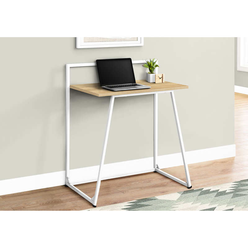Table d'ordinateur de bureau à domicile 30 po avec stratifié naturel - structure en métal blanc pour une utilisation quotidienne