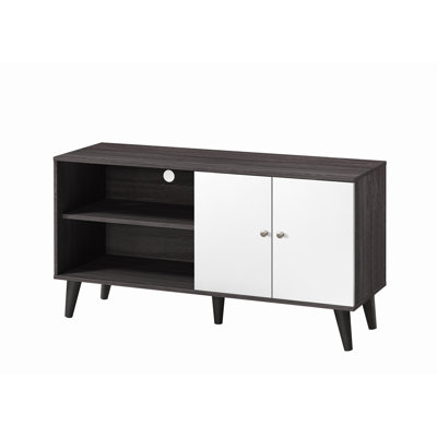 Amidon TV Stand For Tvs Up To 47.3", With 2 Storage Shelves& 1 Cabinet, Modern Entertainment Centre For TV In Living Room In Dark Gray + White