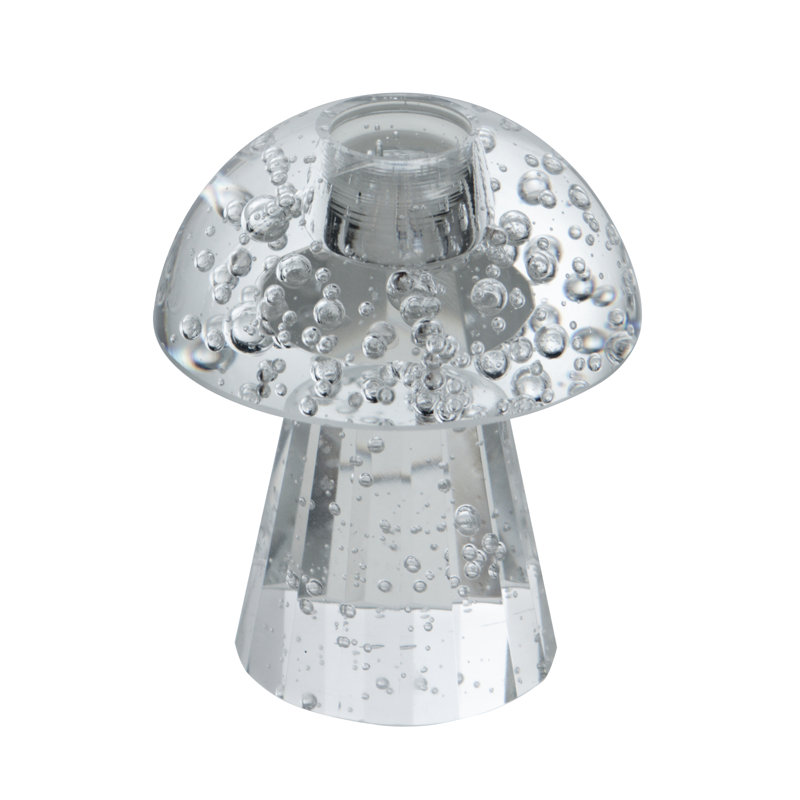 Glass Tabletop Candlestick, 4.7" H x 3.9" W x 3.9" D