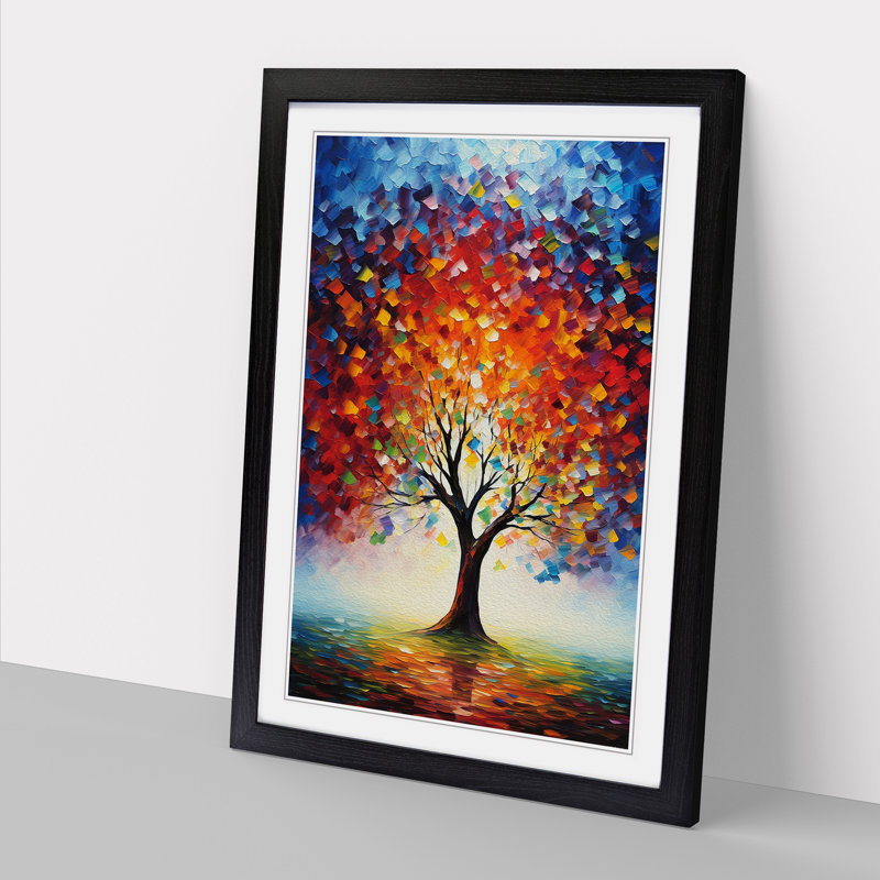 Tree Impressionism - Single Picture Frame Print on Wood, Black Framed, 64cm H x 46cm W
