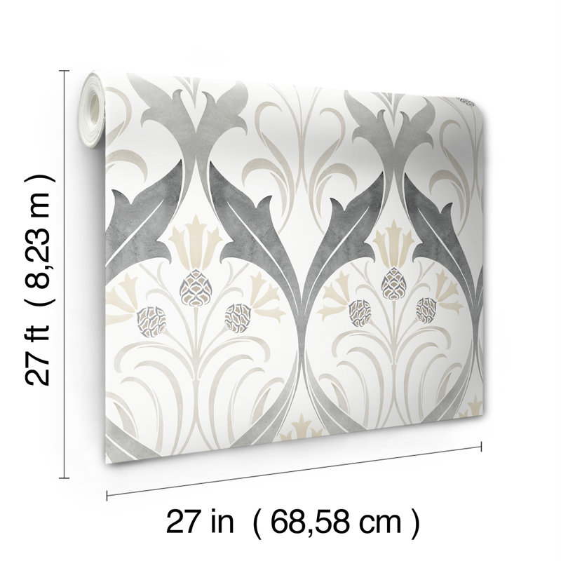 Rouleau de papier peint L 27 pi x l 27 po Harmon Arts and Crafts, Gris anthracite
