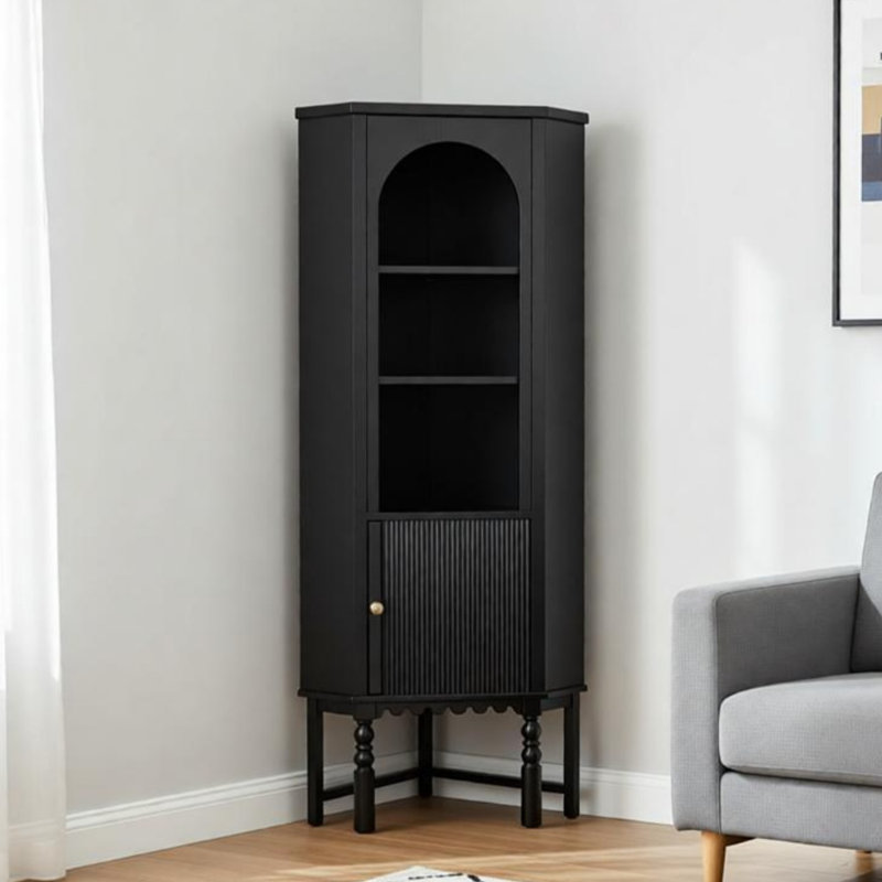 Retro Three Cornered Cabinet, Black