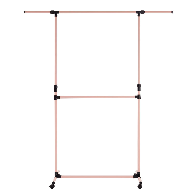 Adjustable Rolling Clothing Rack, Pink