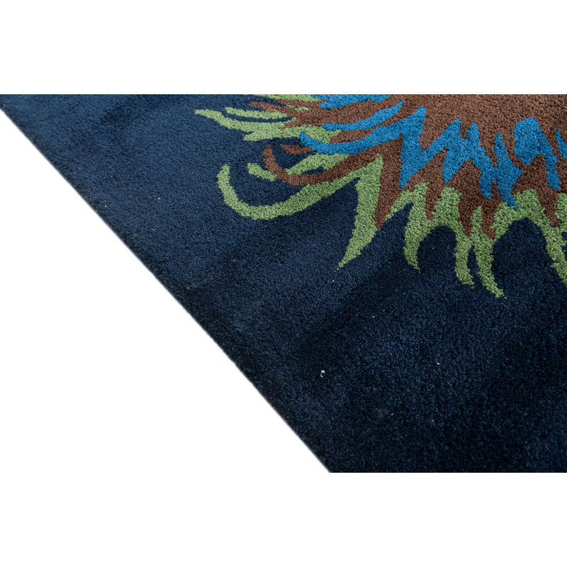 Tapis carré bleu marine Mullan