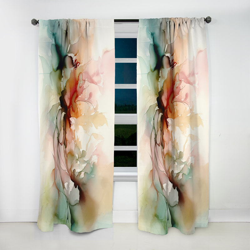 Delicate Floral Impressions I - Rideau traditionnel - Velours obscurcissant - 1 panneau, L 52 po x L 108 po