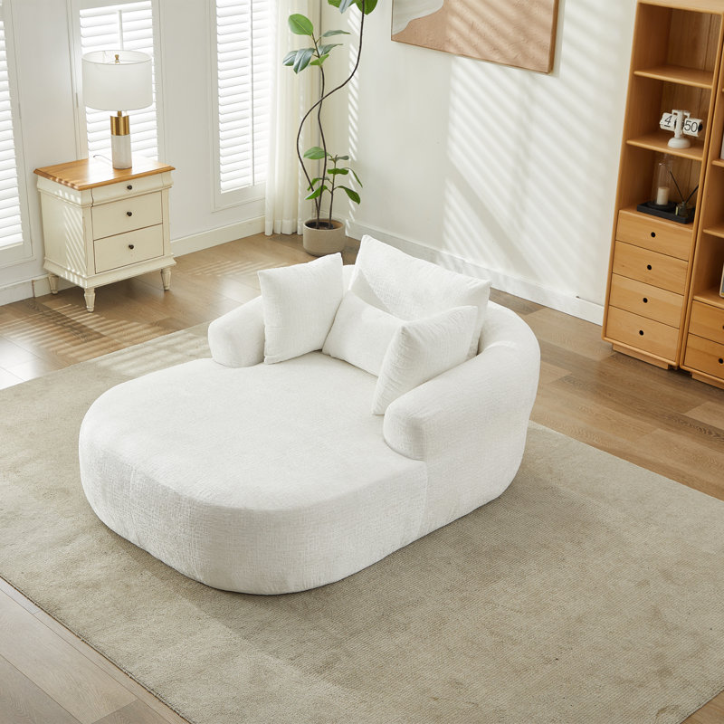Upholstered Chaise Lounge, White