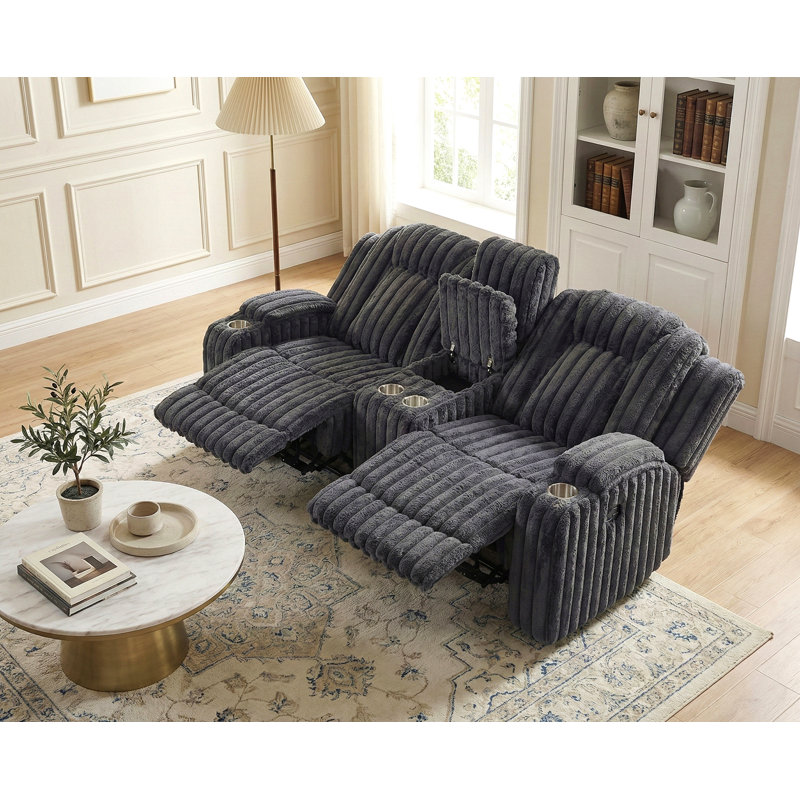 Causeuse inclinable avec console centrale Porte-gobelet Comfort, Gris foncé