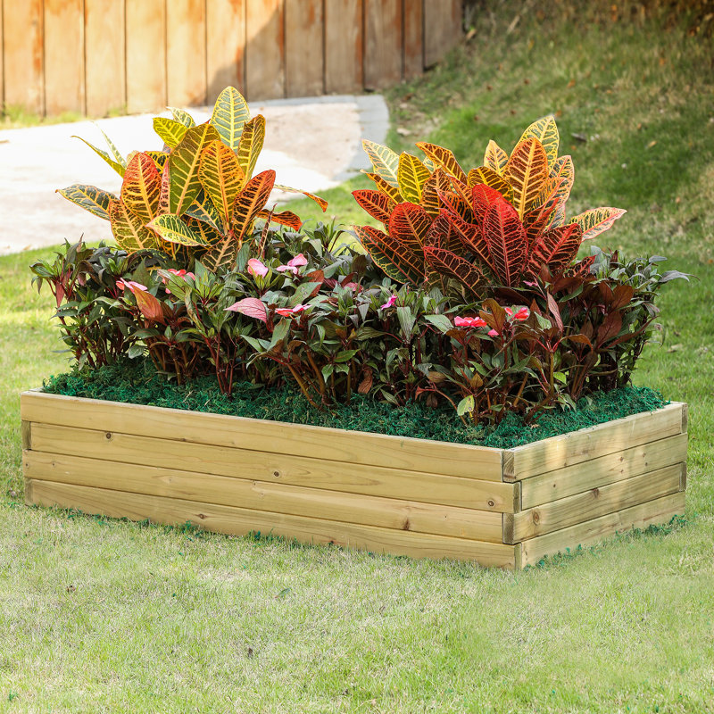 Lit de jardin surélevé en bois massif L 46 po Emory, lit de jardin extérieur rectangulaire