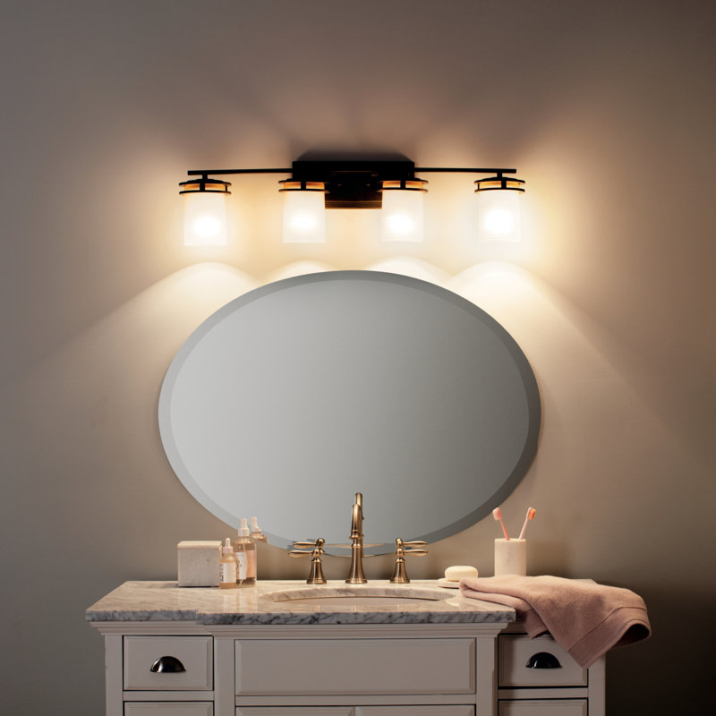 Éclairage pour salle de bain à intensité variable 4 lumières Hendrik, Bronze vieilli, Incandescent
