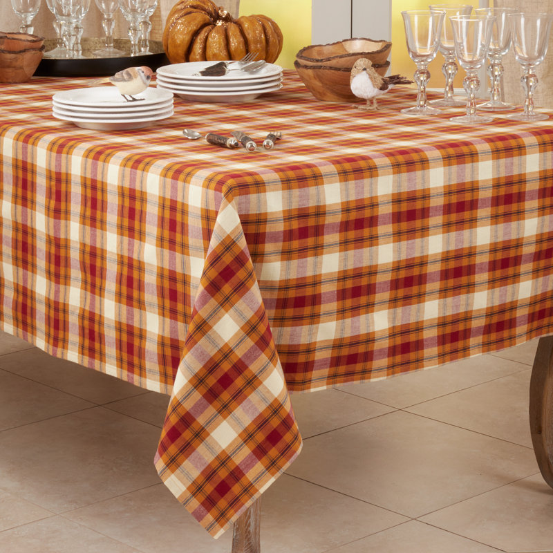 Offutt Plaid 100% Cotton Square Tablecloth