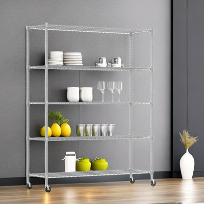 Étagère de rangement en acier avec roulettes l 60 po Roshida