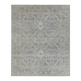 Aritina Hand Knotted Wool Geometric Area Rug in Light Gray/Brown/Beige