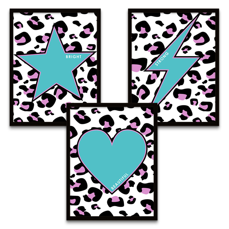 Leopard Strong Beautiful Heart Reverse - 3 Piece Print Set