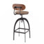 Tabouret de bar industriel à dossier moyen en métal et bambou à grain de bois pressé espresso-97697175-97697176