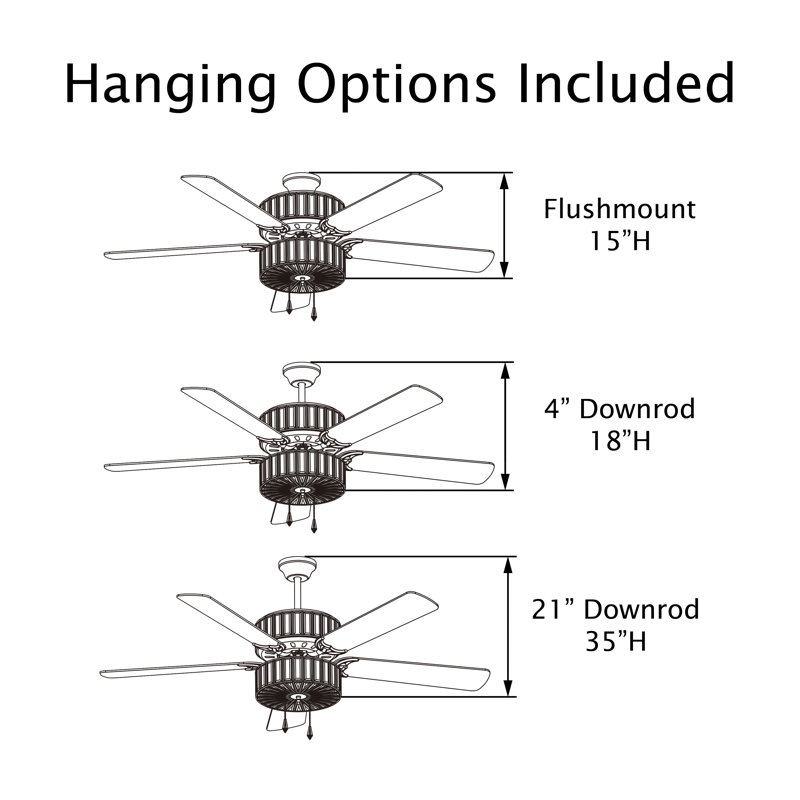52" Lea 5 - Blade Geometric Cut Crystal Ceiling Fan with Pull Chain