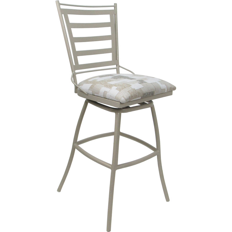 Tabouret de comptoir d'extérieur d'intérieur 26 po - sans accoudoirs, Blanc/Brun clair, Gris, 26"