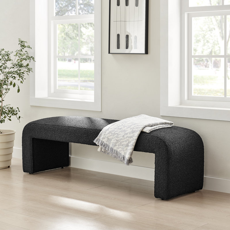 Fumeterre Polyester Upholstered Bench, Stanton Black