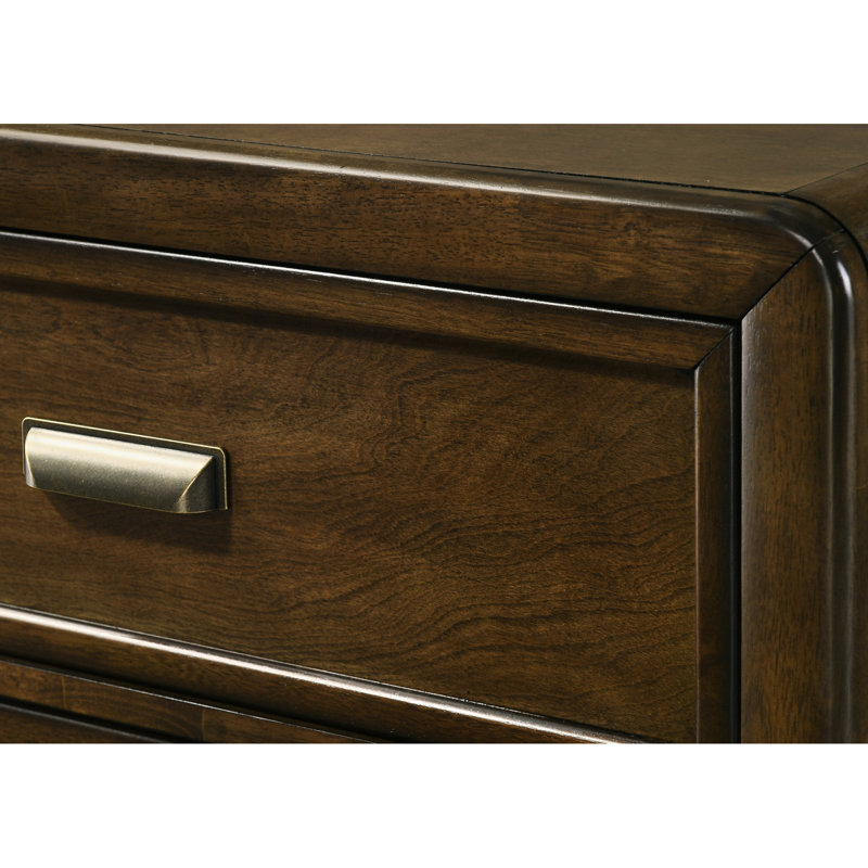 2 Table de chevet brun foncé pour chambre à coucher - Bois massif, style contemporain et moderne
