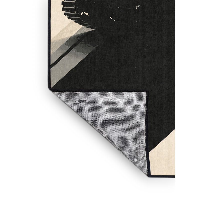 Machine Washable Vehicles And Transportation Armored Personnel Carrier Industrial Rug in Gray – Black Binding, 7x10