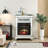 LED Electric Fireplace Insert With Storage Drawer, Timer 1400W Heater For 400 Sq Ft
