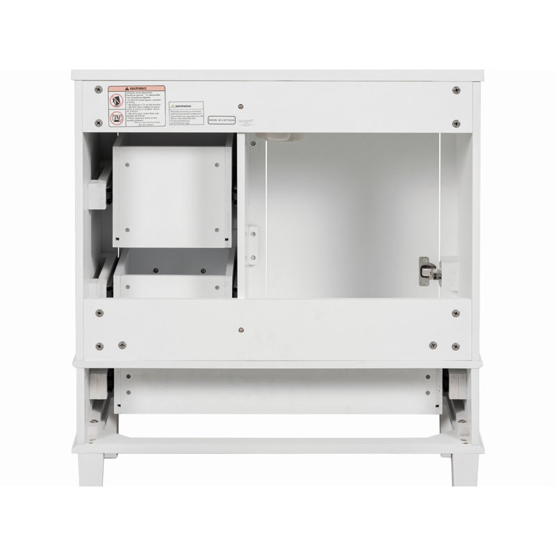 18.00'' Single Bathroom Vanity with Ceramic Top, Light White, Silver