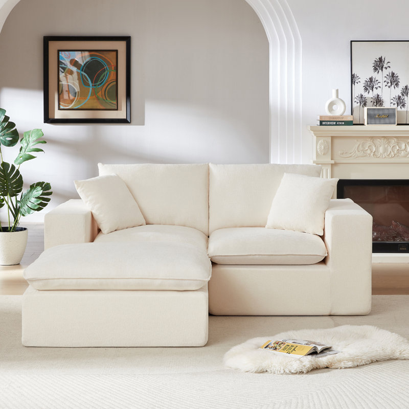 78.74'' Wide Modular Upholstered Sectional, White Chenille
