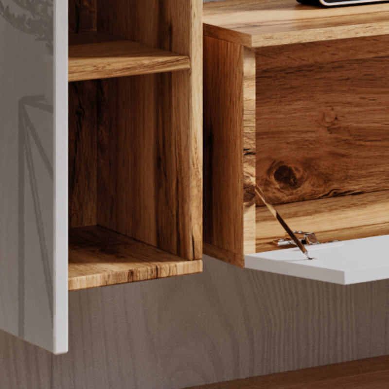 Geovanna Unfinished Entertainment Centre for TVs up to 78", White/Wotan Oak