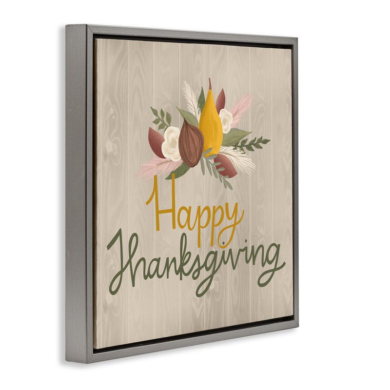 Cadre flottant Happy Thanksgiving Rustic Harvest, design par Mandy Ford Art + Illustration, H 25 po x l 25 po