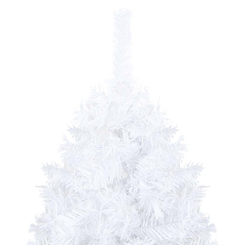 Arbre de Noël artificiel pré-éclairé en PVC blanc 59,1 pouces avec ensemble de boules, White/Silver/Brown, 4.9'