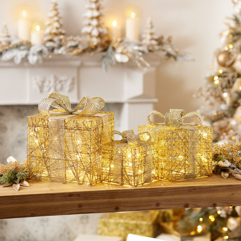 LED Wrapped Presents Display (Set of 3)