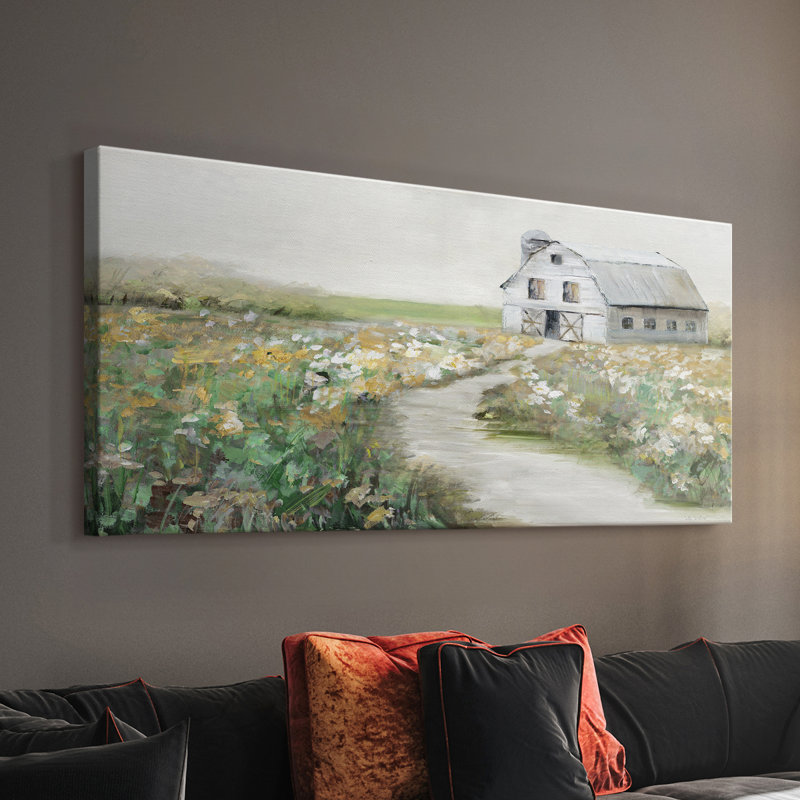 «Quiet Meadow Farm» - Toile tendue avec châssis - Prêt à accrocher, H 24 po x l 48 po