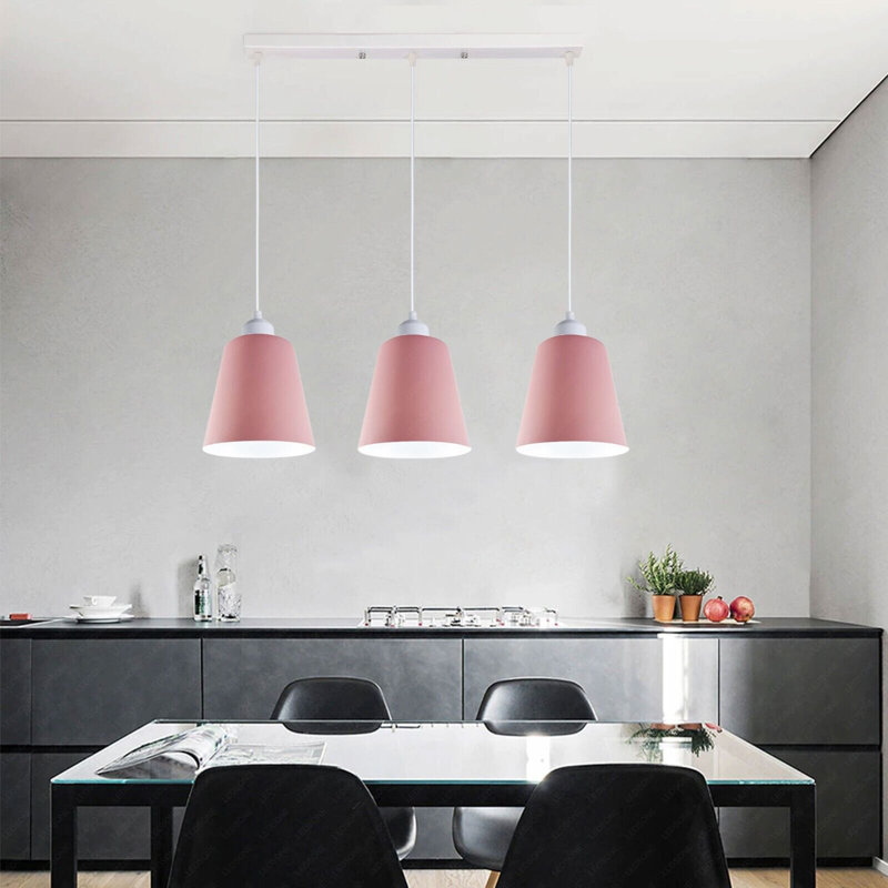 Humeyra 3 - Light Kitchen Island Pendant, Pink/White, Yes