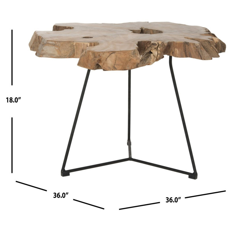 Babylon Transitional Round Solid Wood Coffee Table in Natural Brown