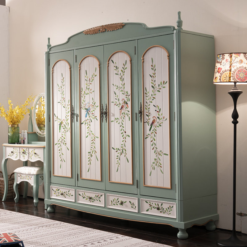Armoire à quatre portes American Country, Vert foncé