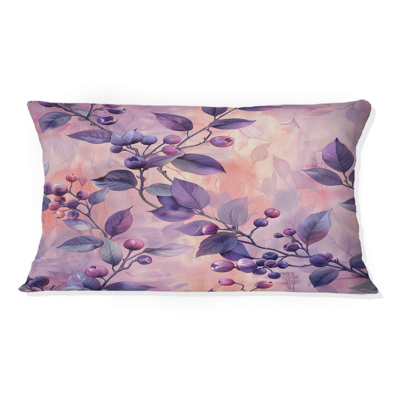 Coussin lombaire mauve, moderne et floral