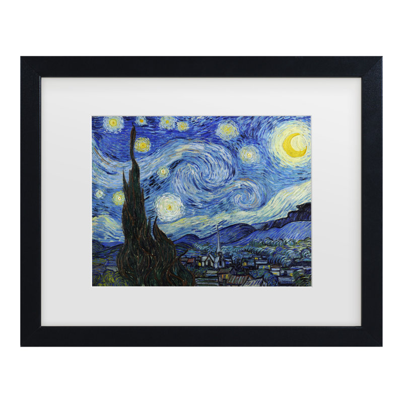 «Starry Night» encadré par Vincent Van Gogh, Noir, H 13 po x l 16 po x P 0,75 po