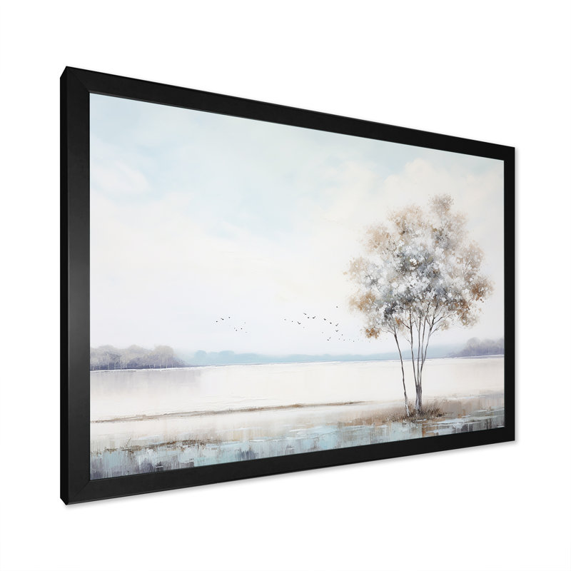Paysage moderne scandinave silencieux I, H 12 po x l 20 po x P 1 po, Cadre simple noir