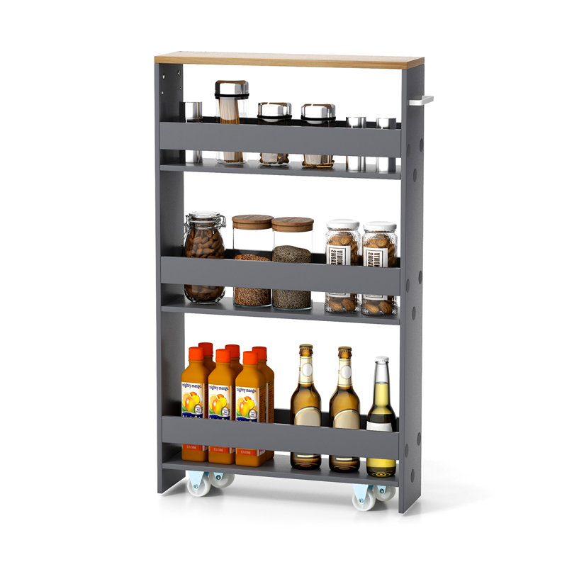 Nahomi Wood Bar Cart, Grey