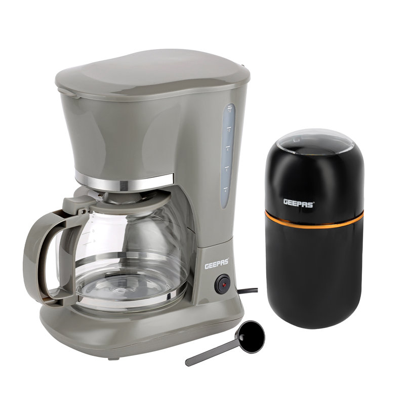 GEEPAS 1.5L Filter Coffee Machine & Coffee Grinder 80g Capacity Combo Set | 800W Coffee Maker for Instant Coffee, Espresso, Macchiato | 200W Electric Coffee Grinder for Dried Spice Nuts Herbs