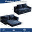 Velours côtelé bleu foncé confortable, idéal pour plusieurs décors relaxants, siège profond, coussin réversible, rembourrage haute densité, espaces de vie sans assemblage requis, requis-120473066