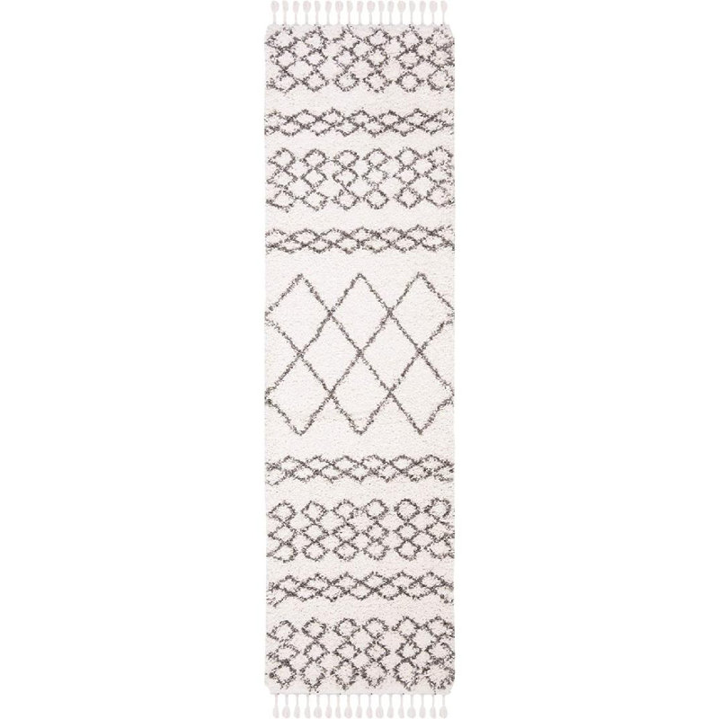 Tapis ivoire / gris Imraan, Tapis de couloir 2 pi 2 po x 8 pi
