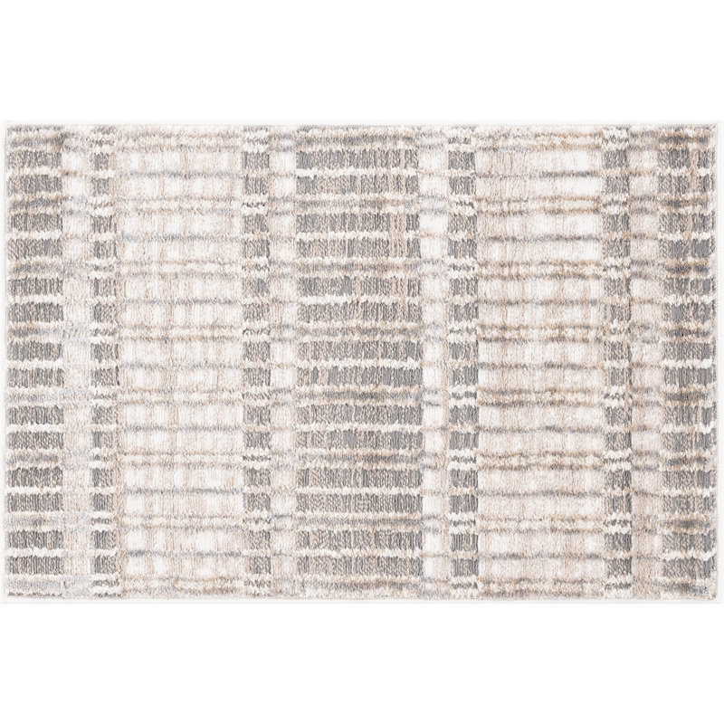 Tapis d'intérieur contemporain beige beige, Rectangulaire 2 pi x 3 pi
