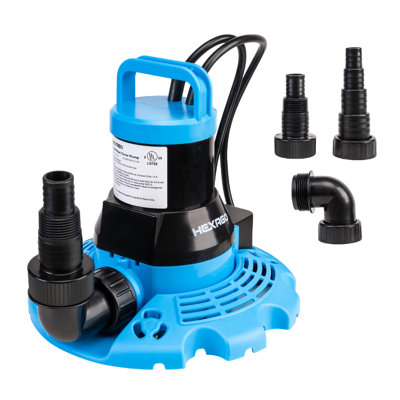 Pompe automatique de couverture de piscine, pompe submersible 1 / 3HP avec adaptateur de clapet anti-retour et cordon 33FT, 2300GPH pour piscine, spas, toits et lits d'eau