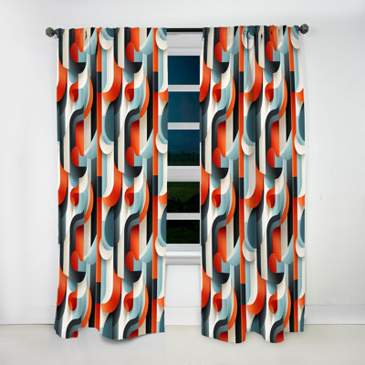 Futuristic Stripe And Sphere Symphony - Modern Velvet Curtain - Room Darkening - 1 panel