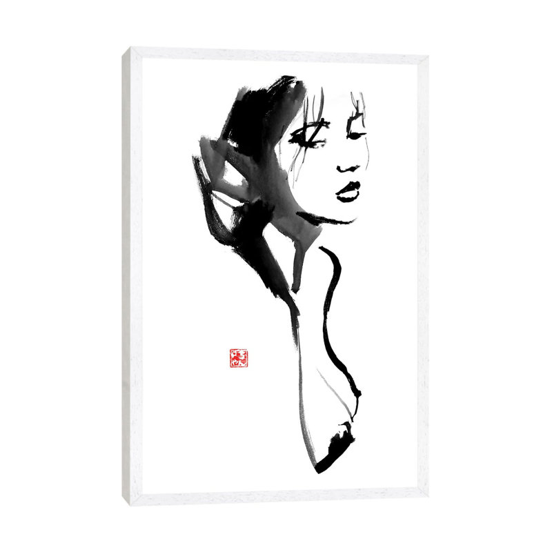 Nude Geisha by Péchane - Print on Canvas, White Framed, 66.04 cm H x 45.72 cm W