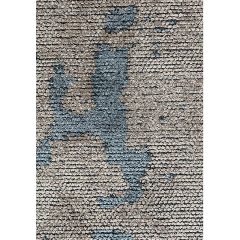 Rapture Abstract Cotton Gray/Blue Area Rug, Rectangle 7'10" x 9'10"
