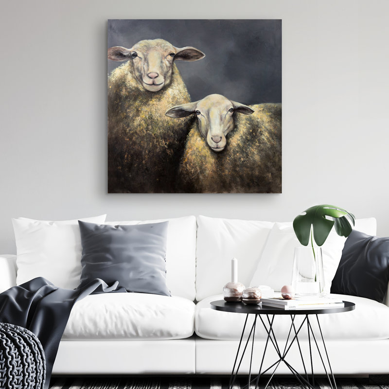 Two sheeps - 32"x32" art on canvas